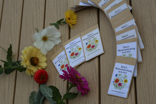 Personalisierte Saatguttütchen – Ein blühendes Dankeschön zur Geburt oder Taufe eines Kindes oder Hochzeiten
